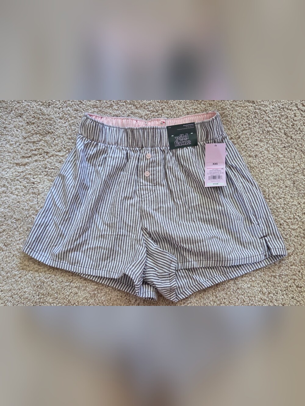 Wild Fable Women’s Brown & White Striped Sleep Shorts - XXS